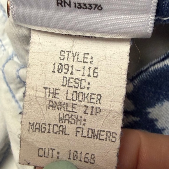 Mother Looker Ankle Zip Ombré Magical Flowers Floral Jeans Women’s 28 Blue Chic - Picture 15 of 15